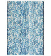 Coastal chevron watercolor machine washable rug.